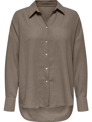 Only Kadın Onlbolzano Oversize Uzun Kollu Önü Kısa Arkası Uzun Gömlek 15353544 A.bej