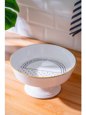 Acar Feel Good 23 cm Ayaklı Sunum Tabağı Seramik Malzeme ile Bej Renkli Modern Tasarım