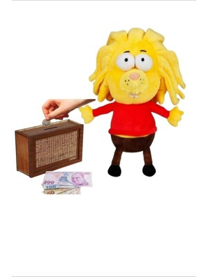 Lisanslı Kral Şakir Remzi 30 cm Peluş ve Ahşap Hedefli Kumbara Para Biriktirme Kutusu