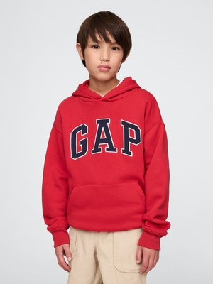 Erkek Çocuk Kırmızı Gap Logo Kapüşonlu Sweatshirt