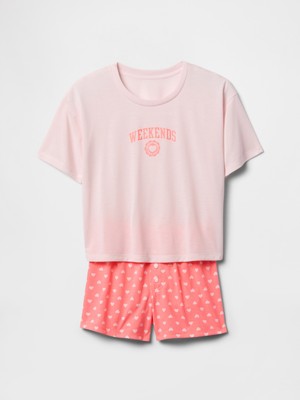 Kız Çocuk Pembe Poplin Pijama Takımı