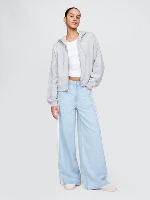 Kadın Mavi Mid Rise Ultrasoft Baggy Jean Pantolon
