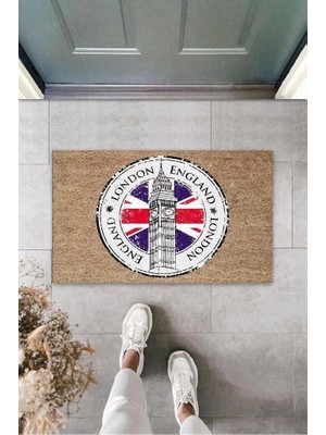 Dijital Baskı Bej London Saat Kulesi Paspas K-3150