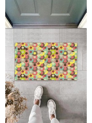 Dijital Baskı Çok Renkli Daireler Paspas K-3073