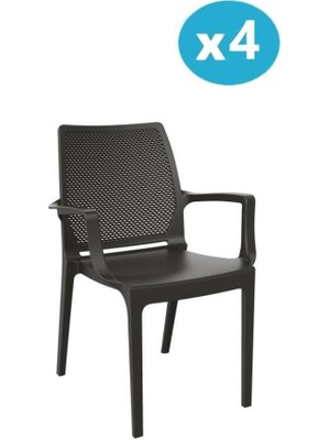 Omnipazar SY-2504 Plastik Icon Bahçe Koltuk Sandalye 4'lü Set