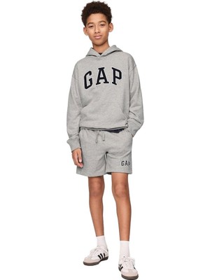 Gap Logo Havlu Kumaş Şort - 890929 Erkek Çocuk 10 Beden Gri Renk Konforlu Paça Tipi