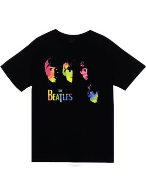 stonedfame The Beatles Baskılı Unisex %100 Pamuk Siyah T-Shirt