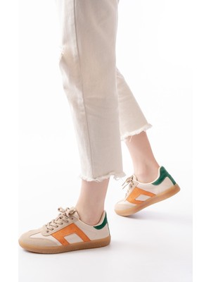 M-5007 Bej Garni  Bağcıklı Termo Taban Günlük Kadın Spor