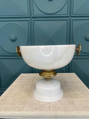 Pirinç Ayaklı Gold Düğme Mermer Çanak