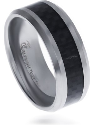 Erkek Siyah Desenli Tungsten Yüzük