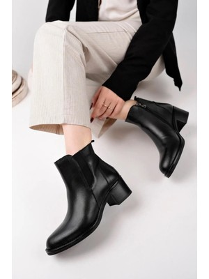 Tarçın Ayakkabı Hakiki Deri Siyah Kadın Bot TRC49-W035