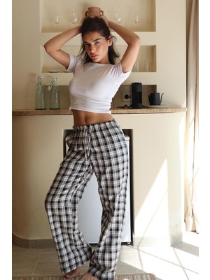 Antrasit Ekoseli Kadın Pantolon MG2401