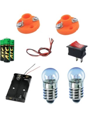 Elektirik Deney Seti, Mini Duy, Mini Ampul, Pil Yatağı, Aç- Kapa Anahtar, Kalem Pil