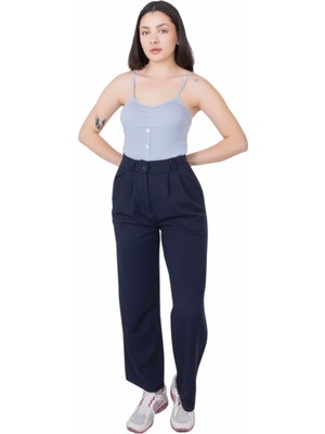 Looksense Kadın Kemerli Çift Köprülü  Pantolon 01014