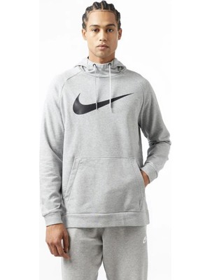 Nike Swoosh Dri-Fit Erkek Gri Kapüşonlu Sweatshirt