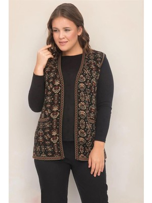 Mutlu City Kadın Etnik Model Triko Örgü Kilim Anne Yelek 1070