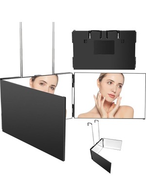 Monozone Makyaj Aynası 3 Yönlü Asılabilen 360° Kancalı Yükseklik Ayarlı Makeup Güzellik Aynası