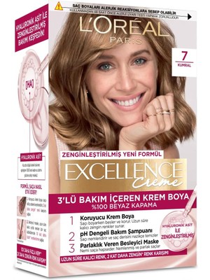 L'Oréal Paris Excellence Saç Boyası 7 Kumral 3'lü Set Yenilenmiş Ambalaj
