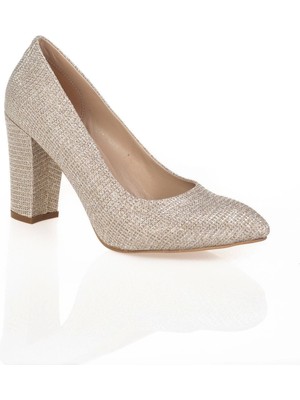 Ersefa Gold Mercan Topuklu Kadın Klasik Ayakkabı Kadın Topuklu Abiye Ayakkabı Şık Gece Ayakkabısı