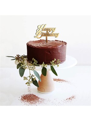 Parti Adresi Pleksi Happy Birthday Pasta Süsü Altın