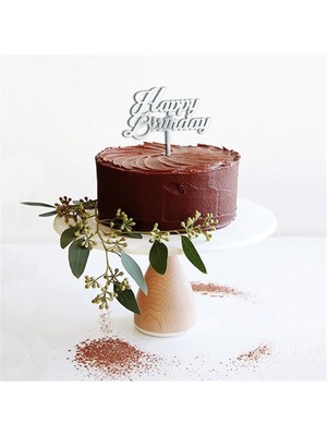 Parti Adresi Pleksi Happy Birthday Pasta Süsü Gümüş