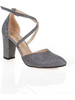 Ersefa Platin Mercan Topuklu Kadın Klasik Ayakkabı Kadın Topuklu Abiye Ayakkabı Şık Gece Ayakkabısı