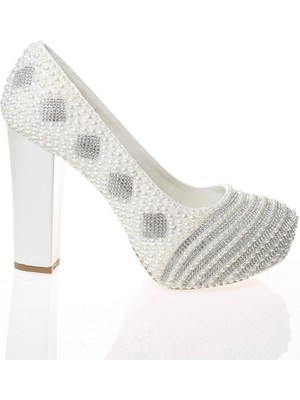 Kadın Sedef Inci Taş Işlemeli Gelin Ayakkabı Kadın Topuklu Abiye Ayakkabı Şık Gece Ayakkabısı