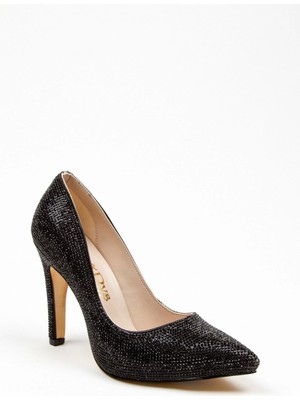 Ersefa Gold Full Taş Aynalı Klasik Topuklu Kadın Abiye Ayakkabı Kadın Topuklu Şık Gece Ayakkabısı