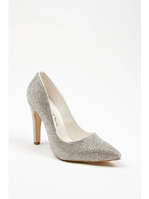 Ersefa Gold Full Taş Aynalı Klasik Topuklu Kadın Abiye Ayakkabı Kadın Topuklu Şık Gece Ayakkabısı