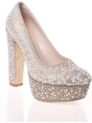 Ersefa Kadın Gold Sultan Full İnci Taş Abiye Ayakkabı Kadın Topuklu Şık Gece Ayakkabısı Zarif Tasarım