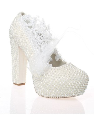 Ersefa Kadın Sedef Taş İşlemeli Abiye Ayakkabısı Kadın Topuklu Şık Gece Ayakkabısı Zarif Tasarım