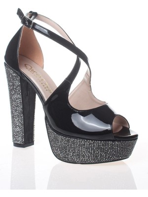 Ersefa Kadın Gold Ayna Ökçe Poli Taş Abiye Ayakkabı Kadın Topuklu Şık Gece Ayakkabısı Zarif Tasarım