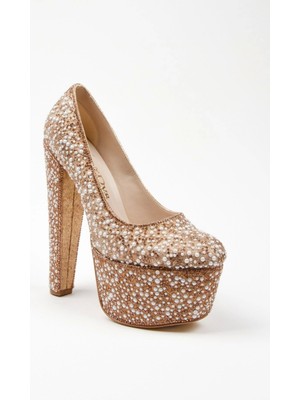 Ersefa Gümüş Full İnci Topuklu Kadın Abiye Ayakkabı Kadın Topuklu Şık Gece Ayakkabısı Zarif Tasarım