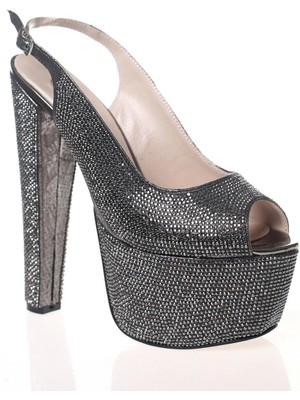 Ersefa Kadın Gold Full Taş Yüksek Topuk Abiye Ayakkabı Kadın Topuklu Şık Gece Ayakkabısı