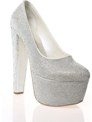 Ersefa Kadın Gold Full Taş Yüksek Topuk Abiye Ayakkabı Kadın Topuklu Şık Gece Ayakkabısı