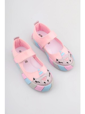 Kız Çocuk Pembe Unicorn Işıklı Kaydırmaz Anatomik Taban Ayakkabı