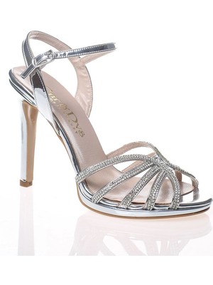 Ersefa Kadın Gold Ayna Beş Taş Abiye Ayakkabı Kadın Topuklu Şık Gece Ayakkabısı Zarif Tasarım