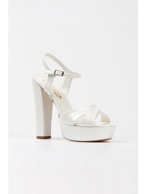 Sedef Kadın Platformlu Topuklu Gelin Ayakkabısı Kadın Topuklu Abiye Ayakkabı Şık Gece Ayakkabısı