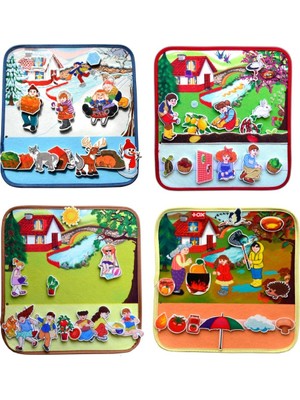 Tox 4 Set - 50 Parça Tox Dört Mevsim Keçe Cırtlı Aktivite Sayfası - Çocuk Etkinlik , Eğitici Oyuncak