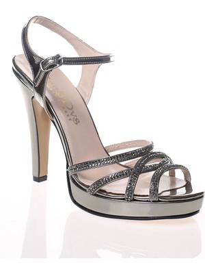 Ersefa Kadın Gold Taşlı Abiye Ayakkabı Kadın Topuklu Şık Gece Ayakkabısı Zarif Tasarım Yüksek Topuk