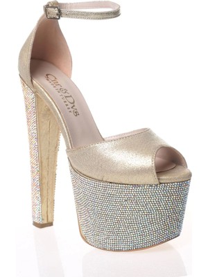 Ersefa Kadın Fuşya Saten Ökçe Poli Taş Yüksek Topuk Abiye Ayakkabı Kadın Topuklu Şık Gece Ayakkabısı