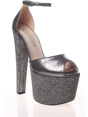 Ersefa Kadın Fuşya Saten Ökçe Poli Taş Yüksek Topuk Abiye Ayakkabı Kadın Topuklu Şık Gece Ayakkabısı