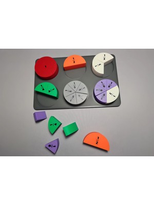 Montessori Kesir Bulmaca Eğitici Oyun Zihinsel Gelişim Matematik Geometri