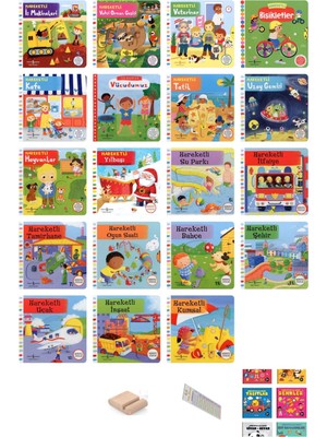 0-2 Yaş Hareketli Kitaplar Serisi -Tüm Kitaplar / 19 Kitap / Ilave 6lı Minnak Serisi + Tablet Standı