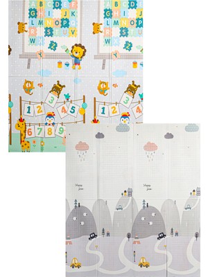 Elfobaby Pretty Numbers - Katlanabilir - Extra Large - Çift Yönlü - Oyun Halısı ve Matı 160X180X1 (Taşıma Çantası )