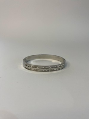 Taşlı Iki Sıra Çelik Silver Kelepçe