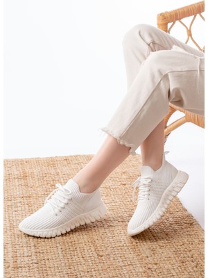 Shemard DM-501 Beyaz Bağcıklı Failon Taban Günlük Spor Ayakkabı