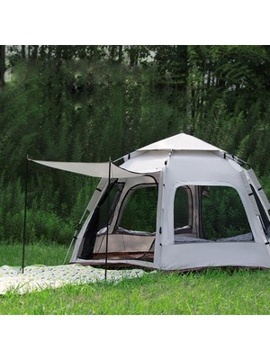 Mubx 6 Kişilik Su Ve Rüzgar Geçirmez Tam Otomatik Altıgen Çadır Gölgelik Ve Sineklikli Aile Çadırı 280x240x155cm