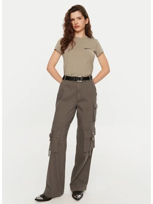 Karl Lagerfeld Jeans Bisiklet Yaka Düz Deve Tüyü Kadın T-Shirt A1W17004