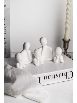 5 Kişilik Beton Heykel Obje Biblo Aile
